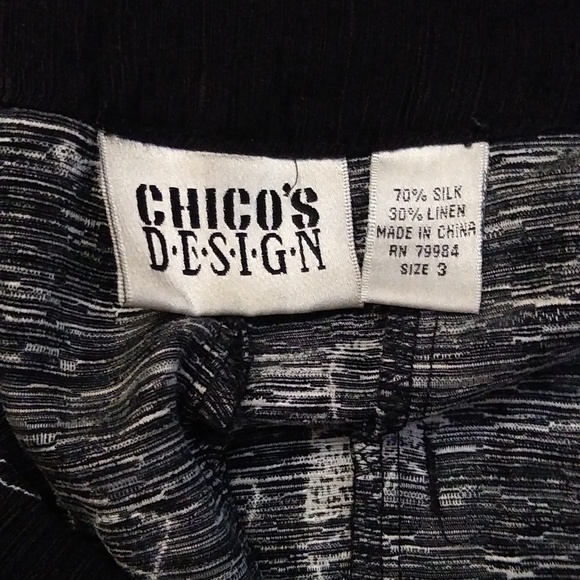 Chicos Design Blend Silk & Linen Cropped Women 3 Pants Novelty Print lognelook - Picture 13 of 16